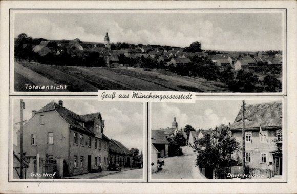 Ak Münchengosserstädt Bad Sulza Thüringen, Totale, Gasthof, Dorfstraße