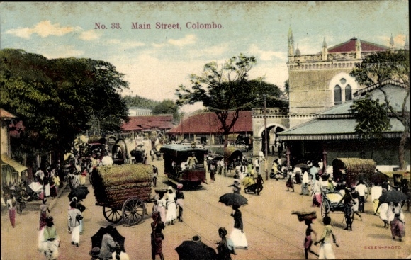 PC Colombo Ceylon Sri Lanka, main street, tram