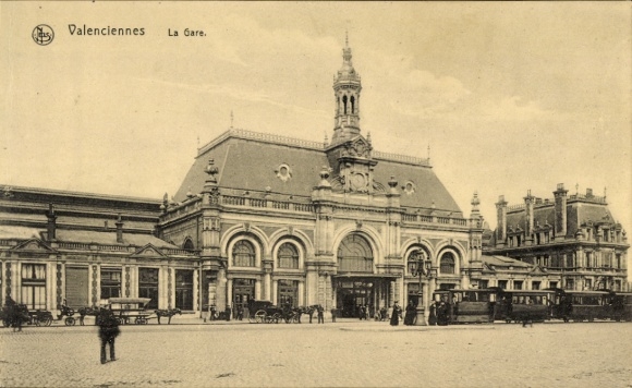 Postcard Valenciennes Nord, view of the train station