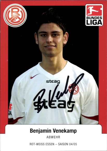 Autogrammkarte Fußballer Benjamin Venekamp, Rot Weiss Essen, Autogramm
