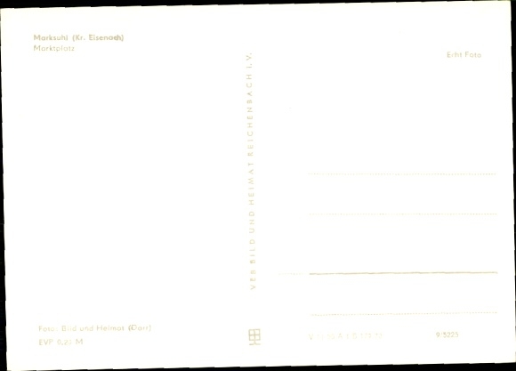 Postcard Marksuhl in Thuringia, market square, church