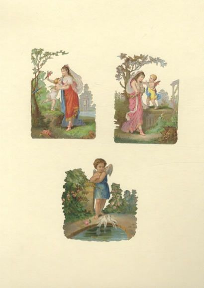 3 wafers angel and young girl, angel and white doves, each approx. 8 x 8 cm