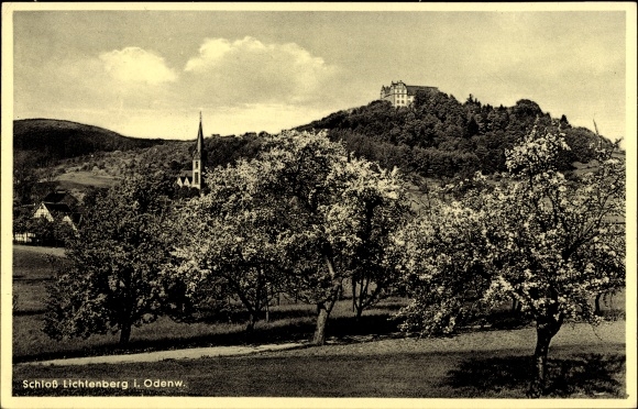 Postcard Lichtenberg Fischbachtal in the Odenwald, view of the castle