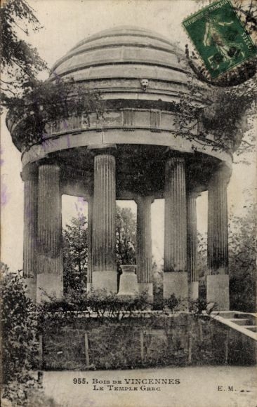 Ak Paris XII Bois de Vincennes, Tempel in een park