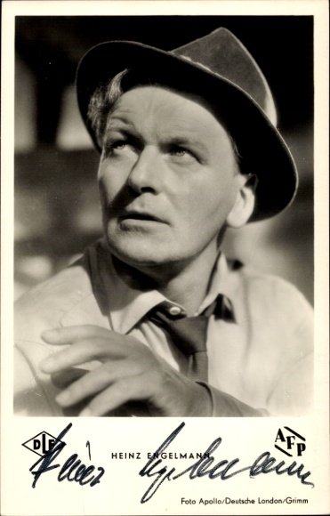 Postcard actor Heinz Engelmann, portrait, autograph