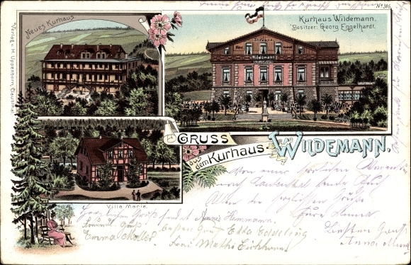 Chromo-Litho Wildemann Clausthal Zellerfeld in the Upper Harz, Kurhaus, Villa Marie