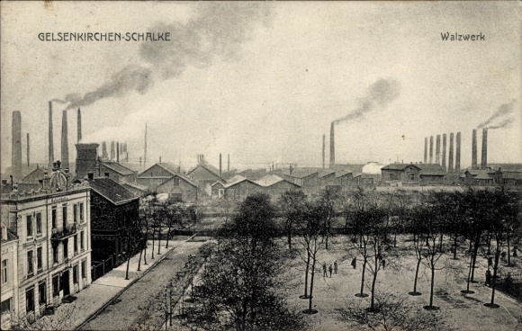 Postcard Schalke Gelsenkirchen in the Ruhr area, rolling mill