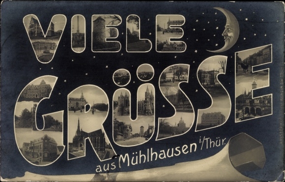 Letters PC Mühlhausen in Thuringia, partial views