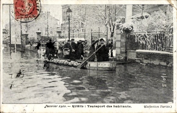Ak Rueil Hauts-de-Seine, Inondations de Janvier 1910, Transport des Habitants