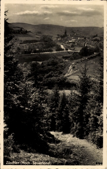 Postcard Züschen Winterberg in the Sauerland, mountain landscape