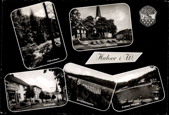 Ak Halver in de Märkischer Kreis, Hälverbach, dorpsstraat, stadscentrum, Ennepetalsperre, buitenzwembad