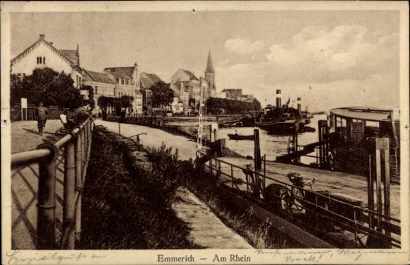 Ak Emmerich am Niederrhein, Teilansicht, Fähre
