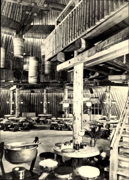 Postcard Sosa Eibenstock in the Ore Mountains, consumption restaurant Meiler, interior