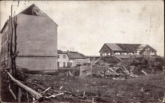 Postcard Chemnitz in Saxony, destroyed buildings, storm disaster 1916