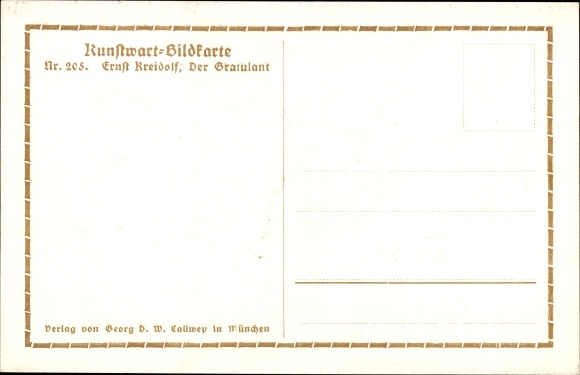 Artist PC Kreidolf, Ernst, grasshopper couple, well-wisher, art warden picture card No. 205