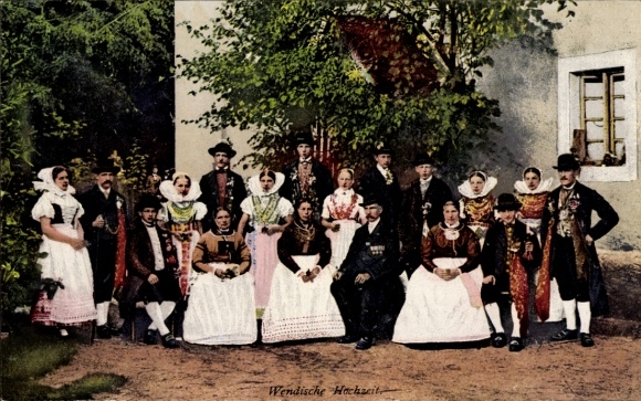 Ak Wendische Hochzeit, Wendische Tracht