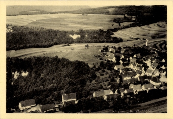 Postcard Schopfloch Lenningen in Württemberg, aerial photograph
