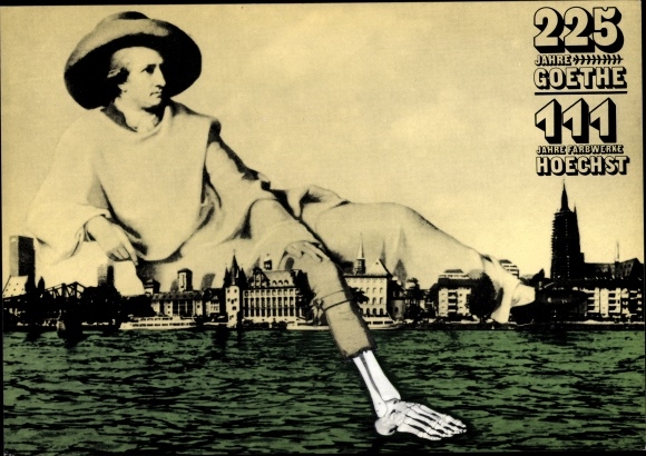 Artist PC Staeck, Klaus, 225 years of Goethe, 111 years of Hoechst, satire