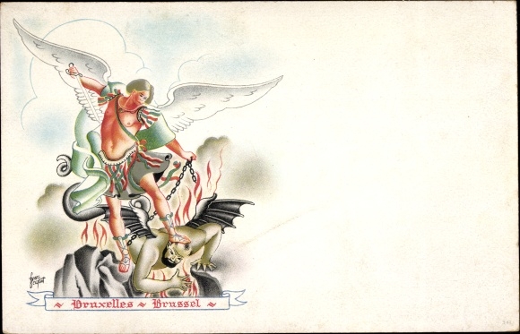 Artist PC Bruxelles Brussels, Defeated Devil, Angel, Sword, Legend