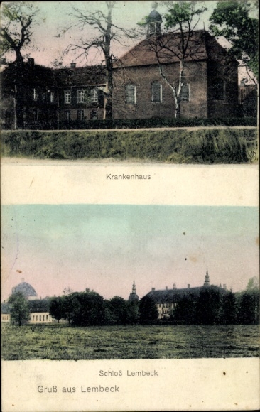 Postcard Lembeck Dorsten in Westphalia, Hospital, Lembeck Castle