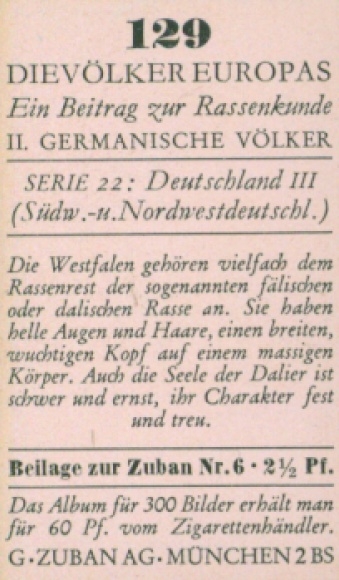 Collective picture The peoples of Europe, a contribution to racial science, 129 Westphalia