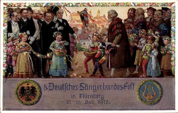 Artist Postcard Durst, J., Nuremberg in Middle Franconia, 8th German Singers' Festival 1912