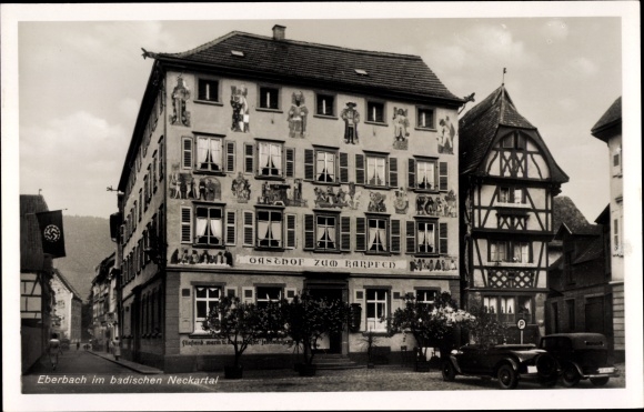 Postcard Eberbach am Neckar Odenwald Baden, inn for carp