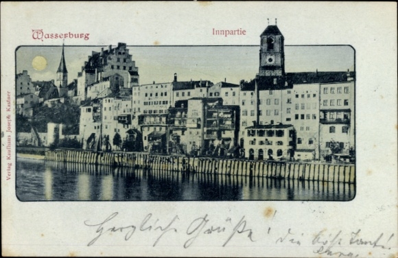 Postcard Wasserburg am Inn Upper Bavaria, Innpartie, Publishing House Joseph Kastner