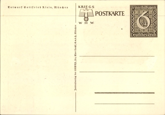 Postal stationery artist Postcard Klein, Gottfried, Danzig is German, WHW