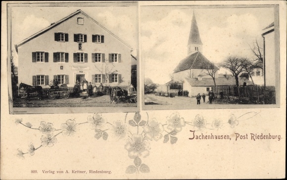 Ak Jachenhausen Riedenburg Niederbayern, Wirtschaft Josef Schneider, Kirche
