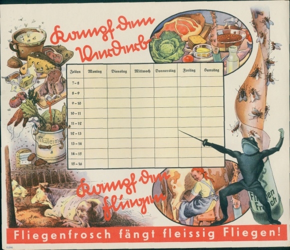 Timetable Advertisement Fly frog diligently catches flies, fights spoilage, protects food
