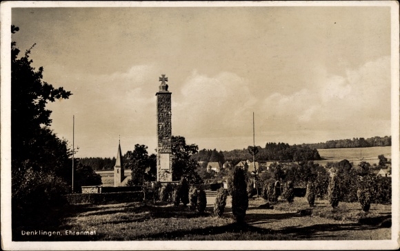 Postcard Denklingen in Swabia Upper Bavaria, memorial