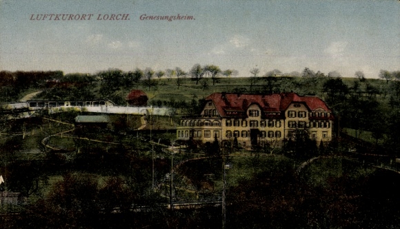 Postcard Lorch in Rheingau Hesse, climatic health resort convalescent home, landscape depiction