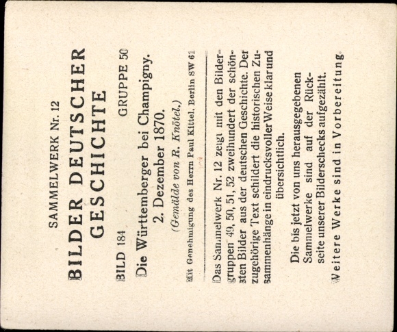 Collection of pictures of German history, Knötel, Württemberger near Champigny 1870