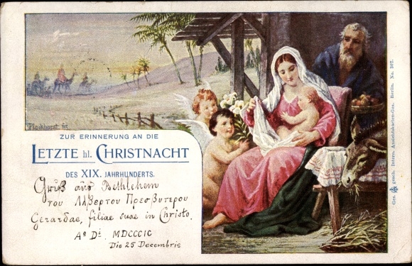 Artist PC Plockhorst, congratulations Christmas, birth of the child of God, angel