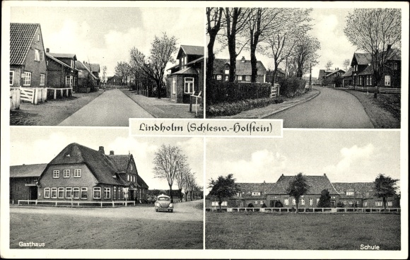 Ak Lindholm in Nordfriesland, Gasthof, Schule