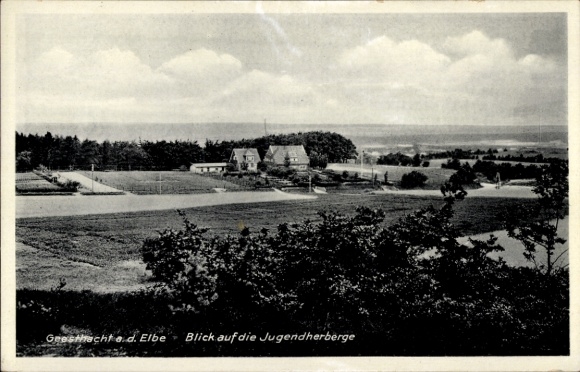 Postcard Geesthacht on the Elbe, panorama, youth hostel
