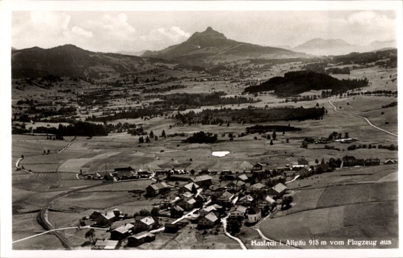 Postcard Haslach Wangen im Allgäu, aerial photograph