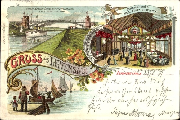 Litho Levensau Schleswig Holstein, Kaiser Wilhelm Kanal, Margaretental