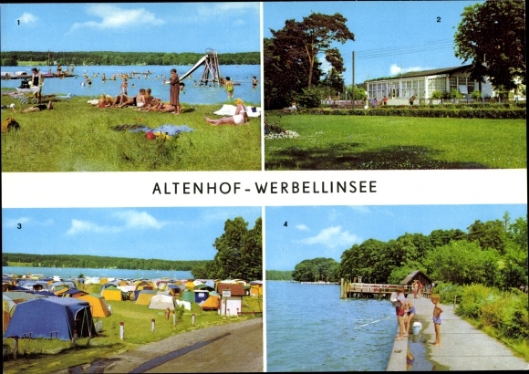 Postcard Altenhof Schorfheide Werbellinsee, FDGB rest home beach pavilion, campsite Süßer Winkel