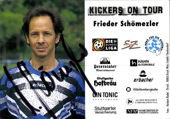 Karta autografu piłkarza Friedera Schömelzera, SV Stuttgarter Kickers, autograf