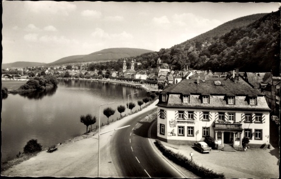 Postcard Miltenberg am Main Lower Franconia, Black Forest landscape, river, buildings, trees, road