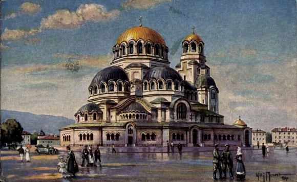 Artist Postcard Moralt, Willy, Sofia Bulgaria, Cathedral, Dr. von Radoslavoff, Colonial War Thanksgiving