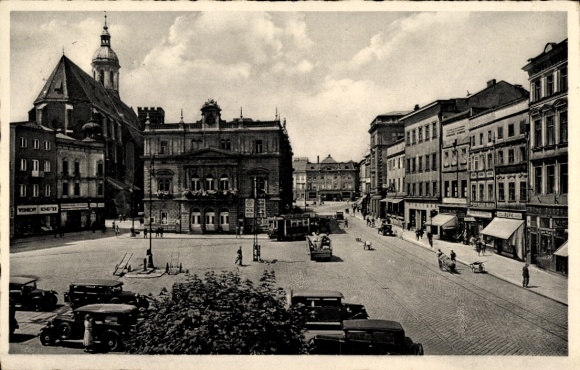 Ak Opava Troppau Region Mährisch Schlesien, Adolf Hitler-Ring, Stadttheater