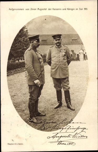 Ak Kaiser Wilhelm II., Generalfeldmarschall Paul von Hindenburg, Posen 1915