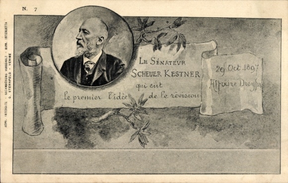 Judaika PC Dreyfus Affair, Auguste Scheurer-Kestner, portrait
