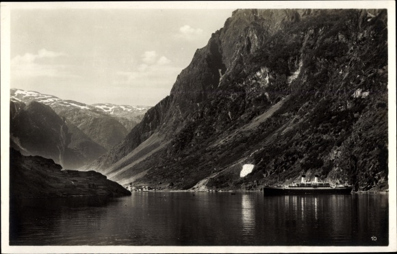 Postcard Gudvangen Norwegen, Panorama, Steamer
