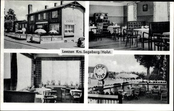 Ak Leezen in Holstein, Cafe Meyer, Terrasse, Innenansicht