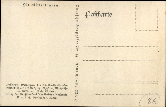 Artist Postcard Thoma, Hans, The Guardian of the Valley, Knight with Halo