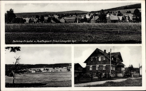 Postcard Friedrichsgrün Muldenhammer in the Vogtland, overall view, Inn Waidmannsruh